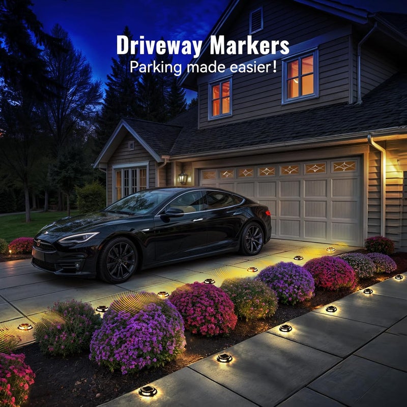 FabStyl Solar Driveway Lights Outdoor 12 Pack, RGB Colors Solar Deck Dock Lights Outdoor Waterproof IP68, 3 Dynamic Light Modes Driveway Marker for Warning Stair, Boat Dock, Step, Walkway, Garden Decor - Image 5